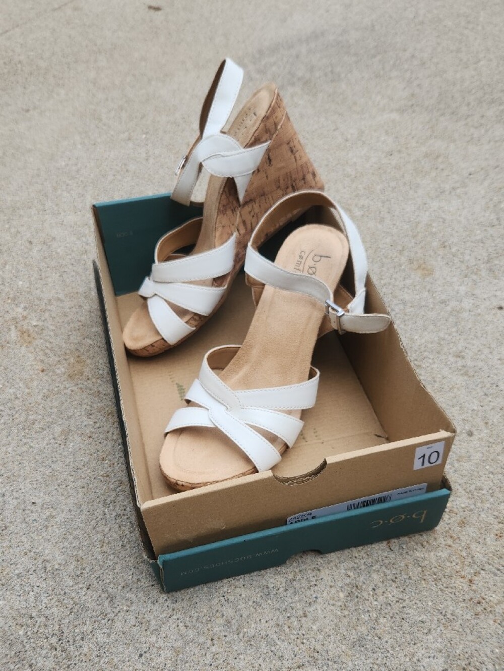boc White Cork Wedge Sandals with Buckle Strap - Picture 4 of 4